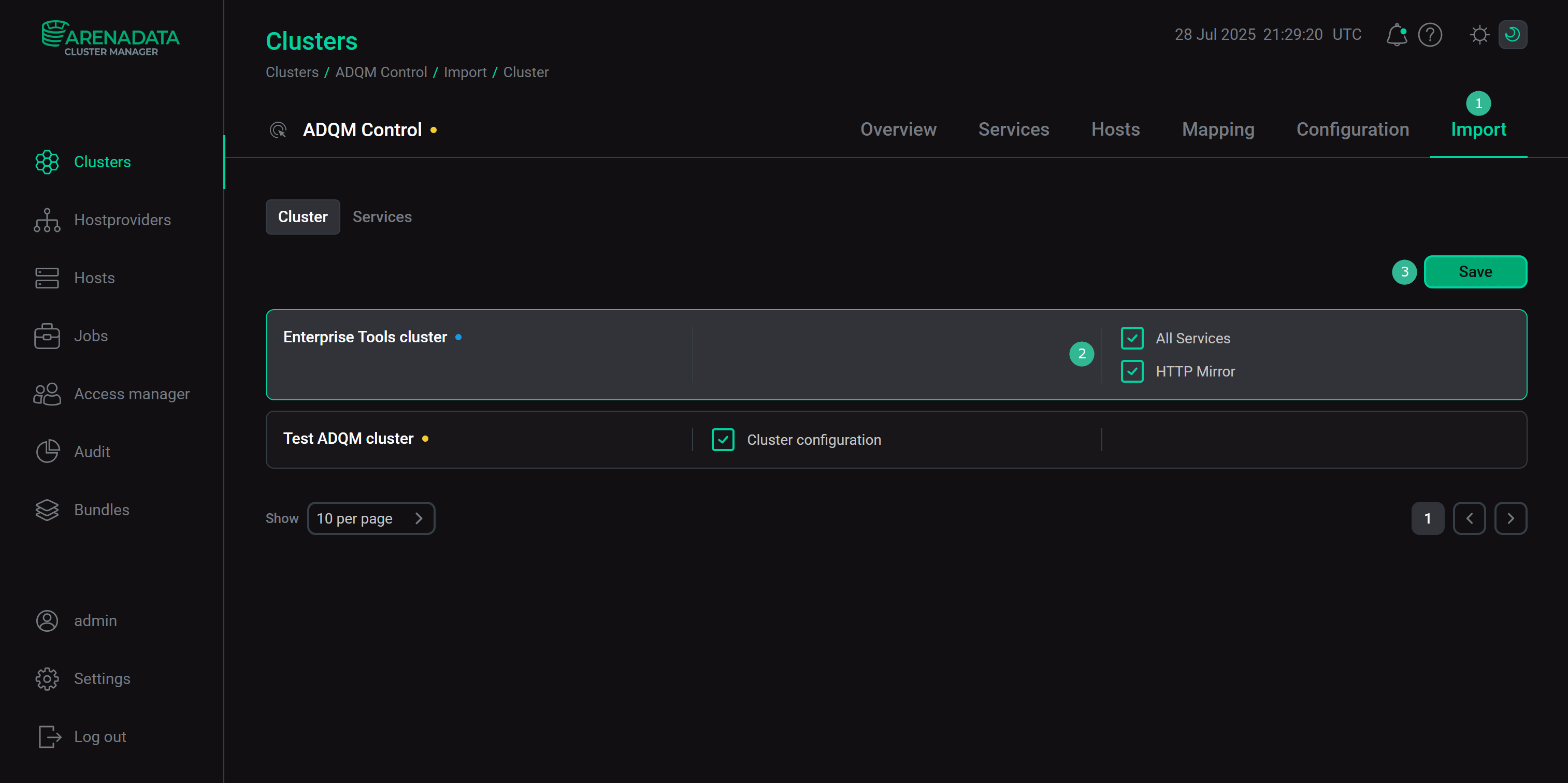 Integration with the ET cluster
