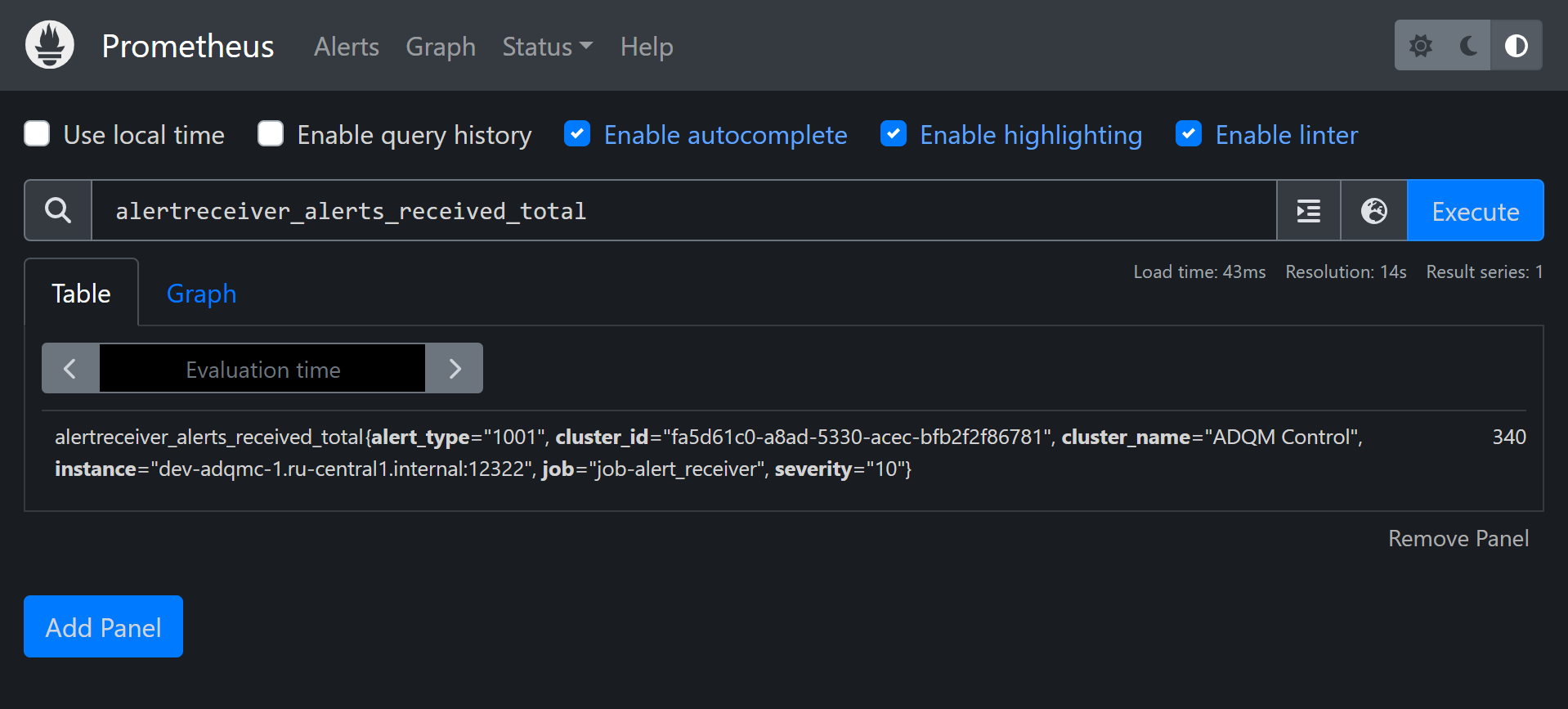 Prometheus web interface