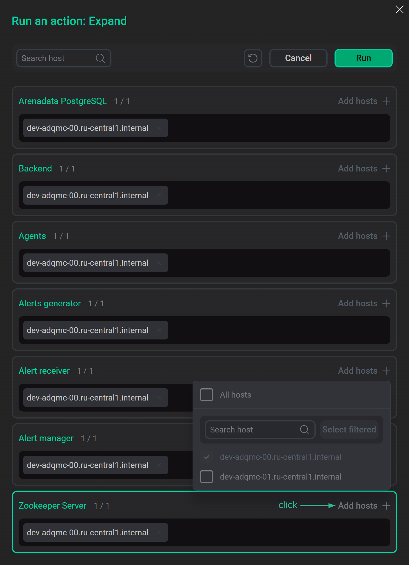 Add Zookeeper Server to hosts