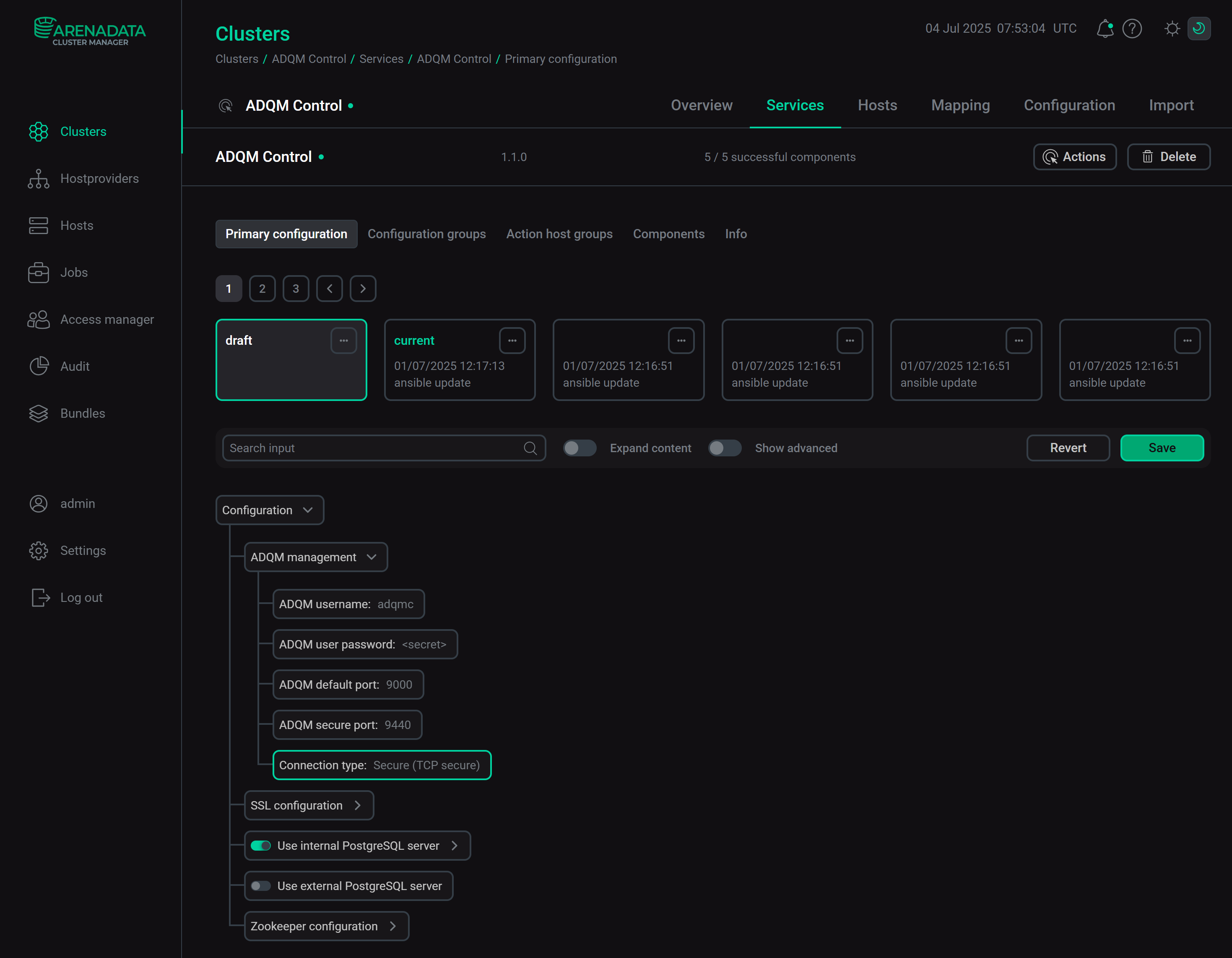 Option to enable the use of only secure TCP connections to ADQM
