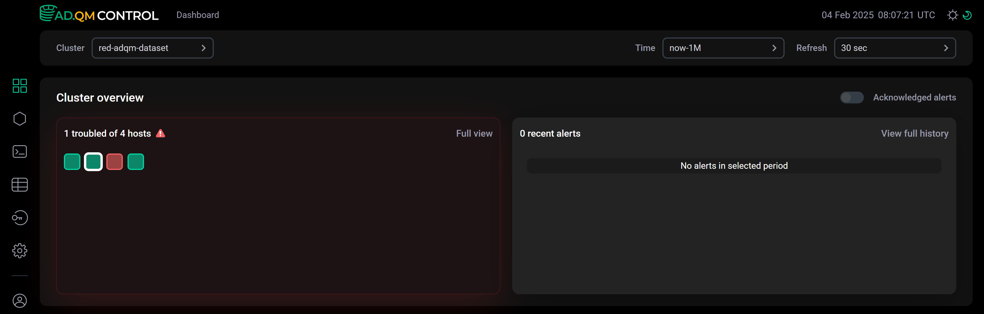 A selected host has no issues that require analysis