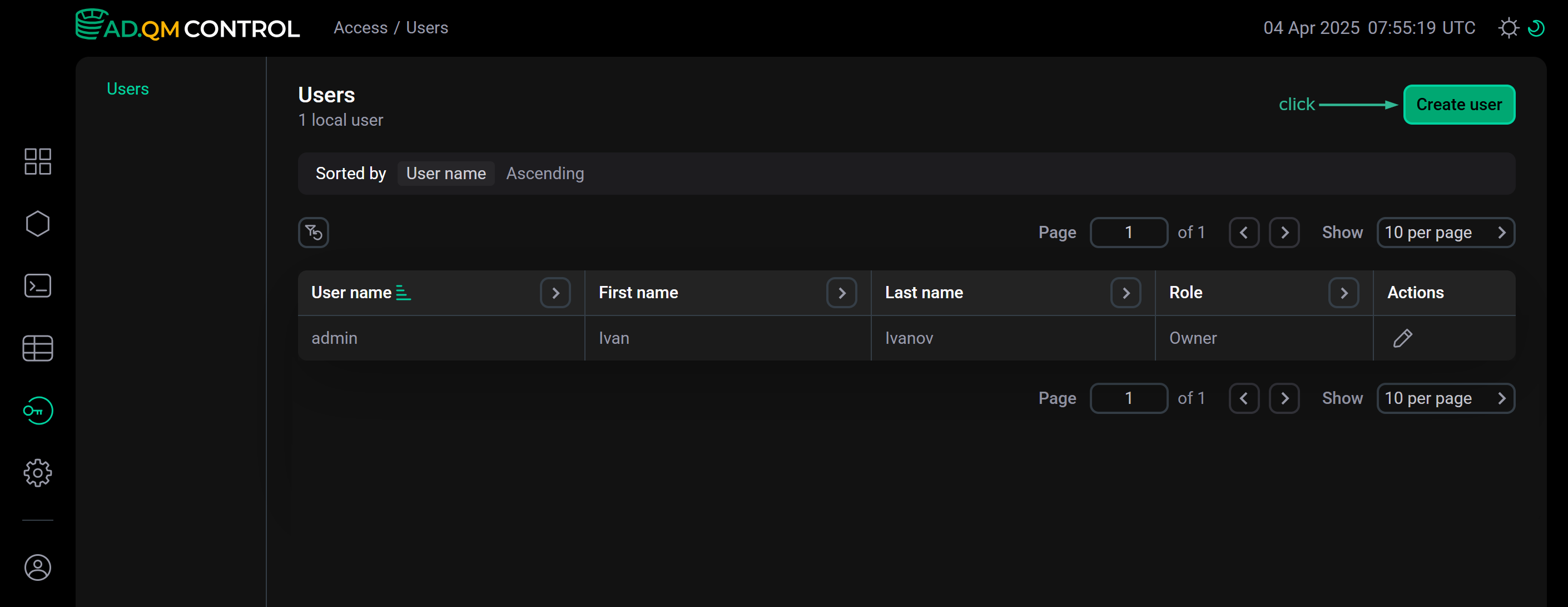 Switch to adding a user
