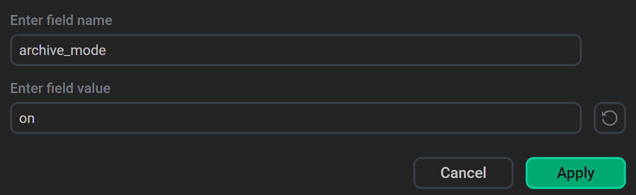 Window to add parameter