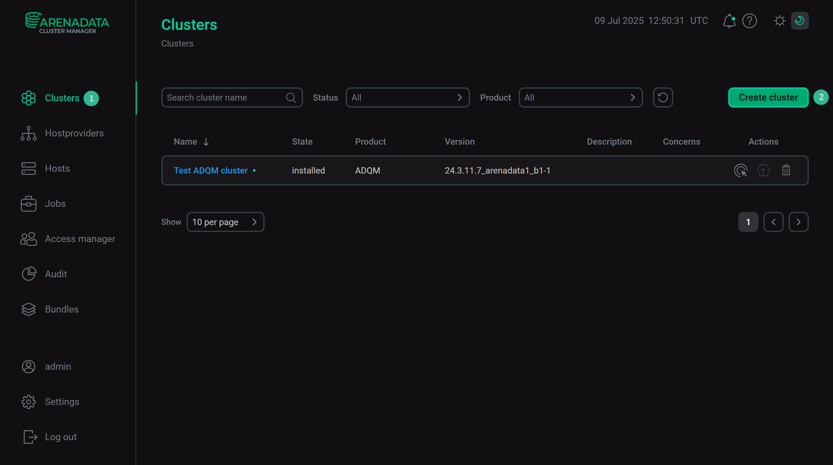 Switch to cluster creation