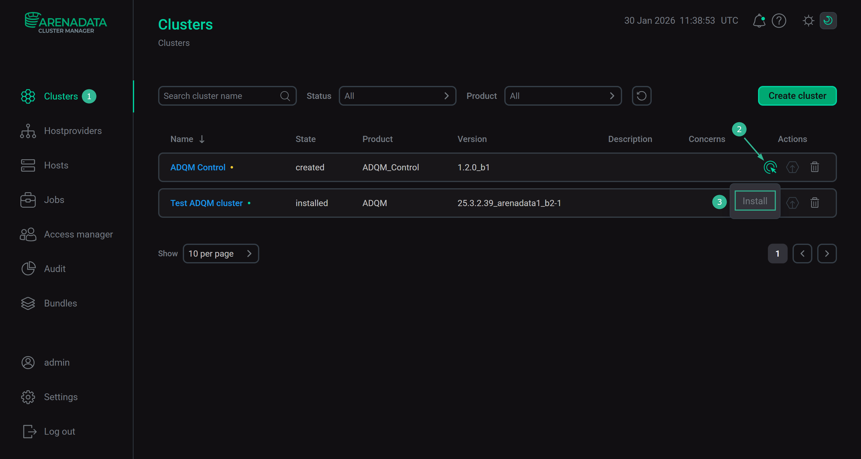 Switch to the whole cluster installation