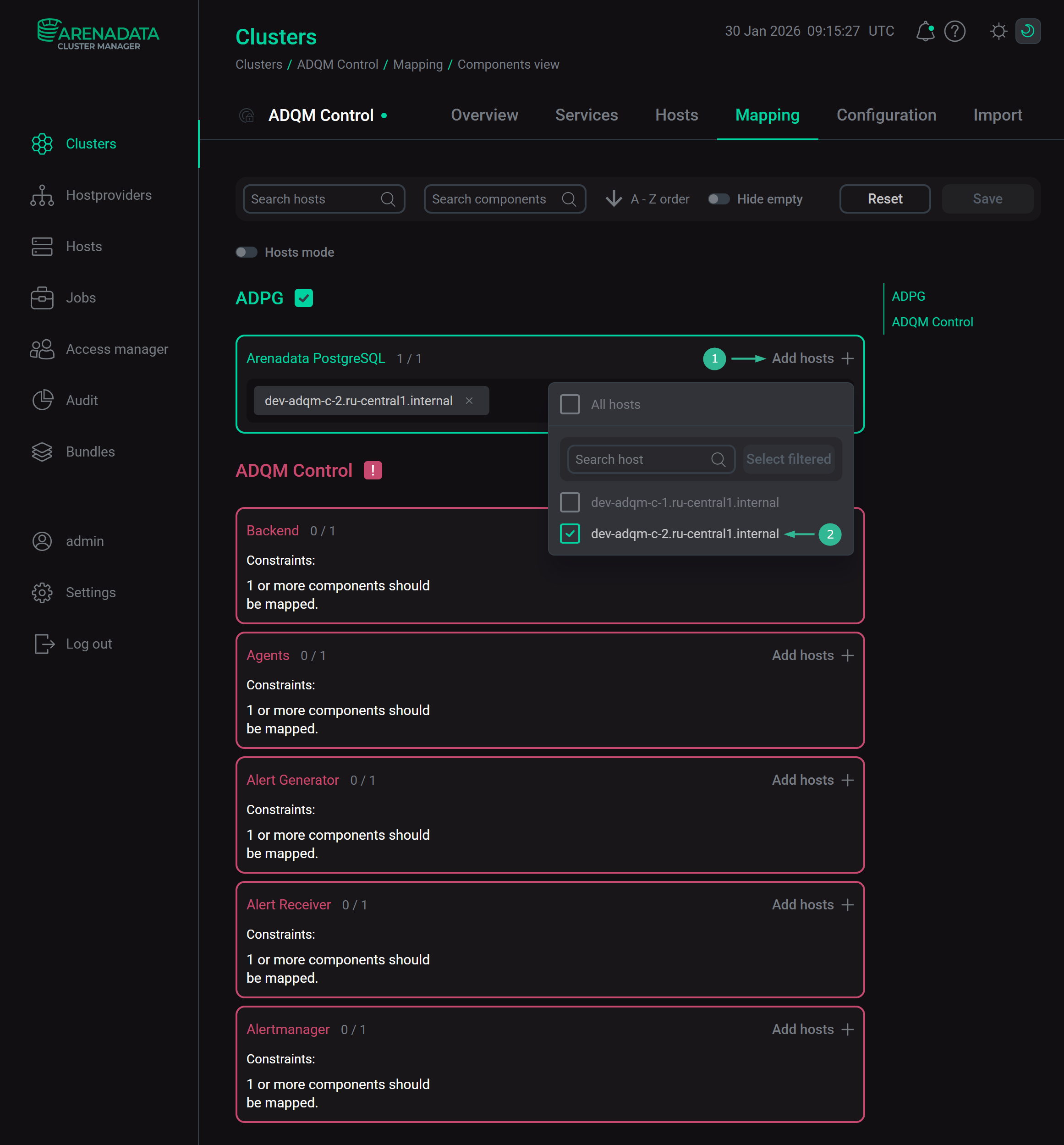 Select hosts for a component