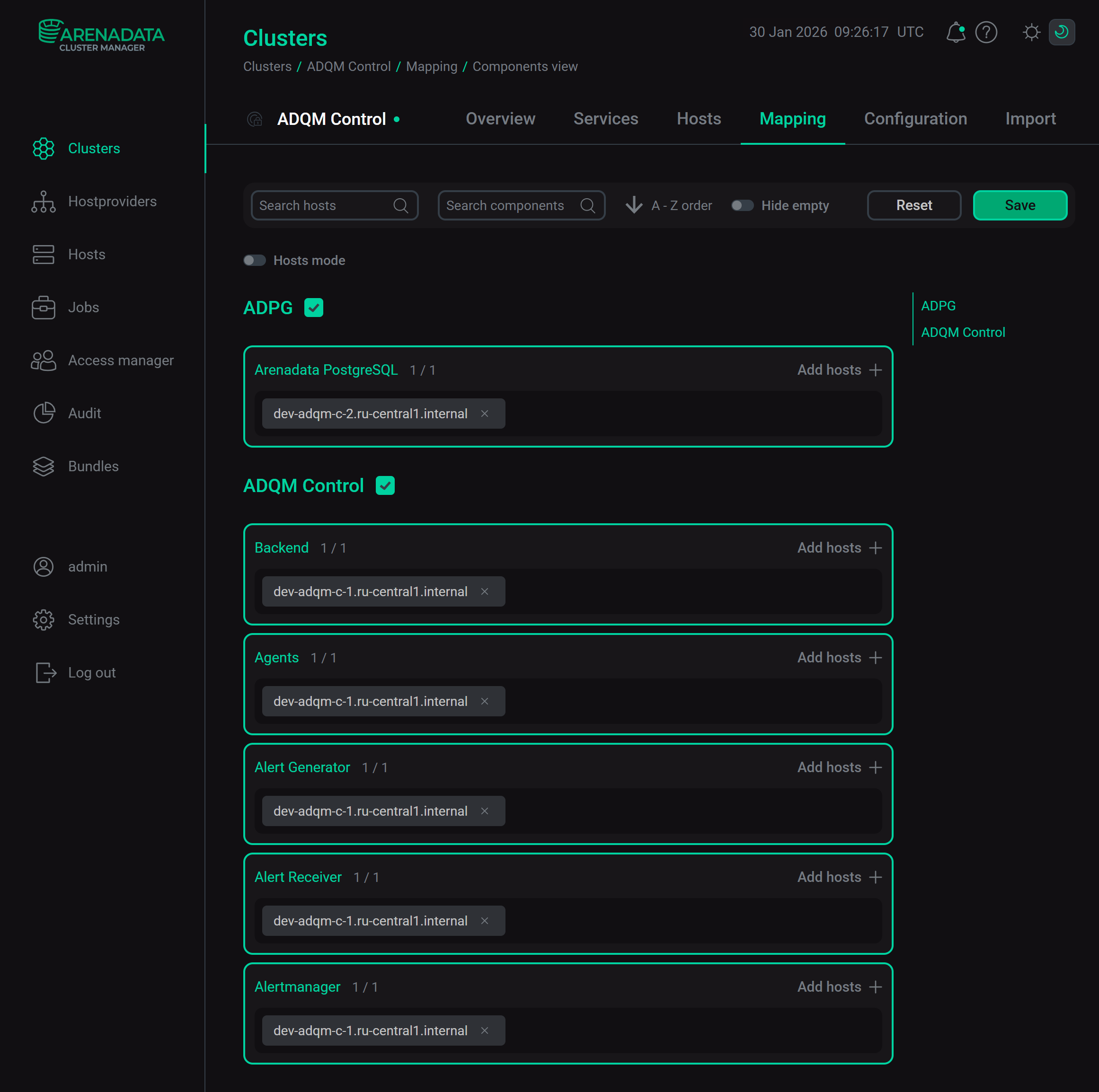 Save mapping of components