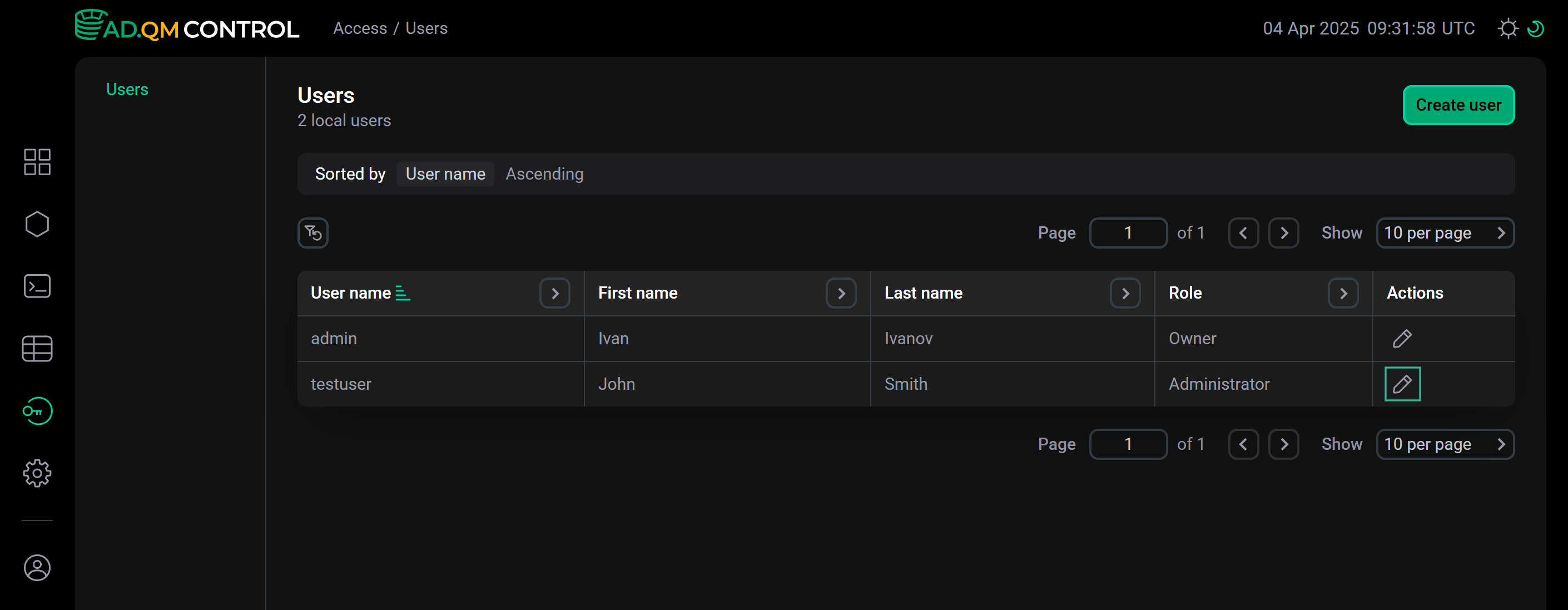 Switch to editing a user