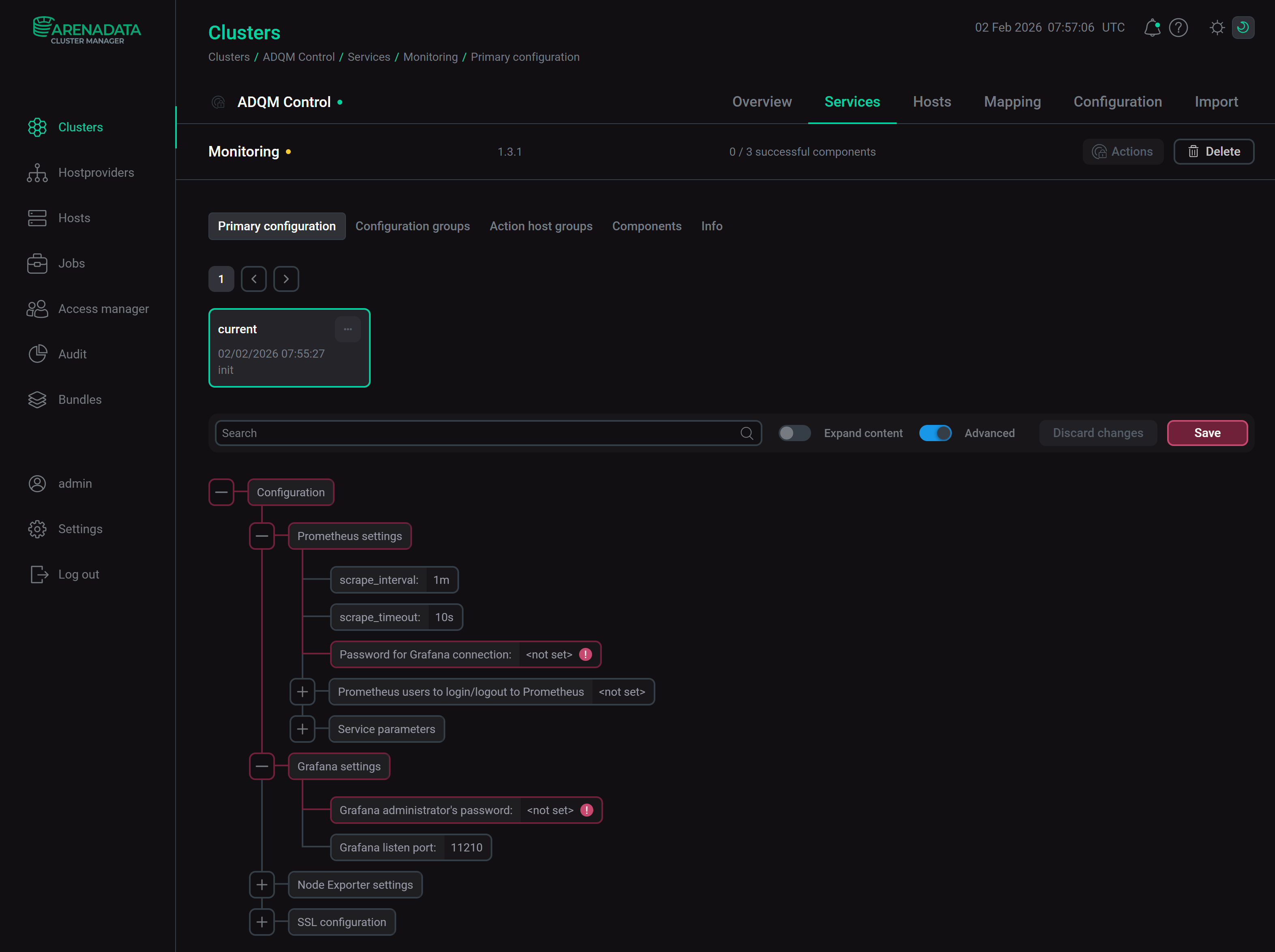 Configure the Monitoring service