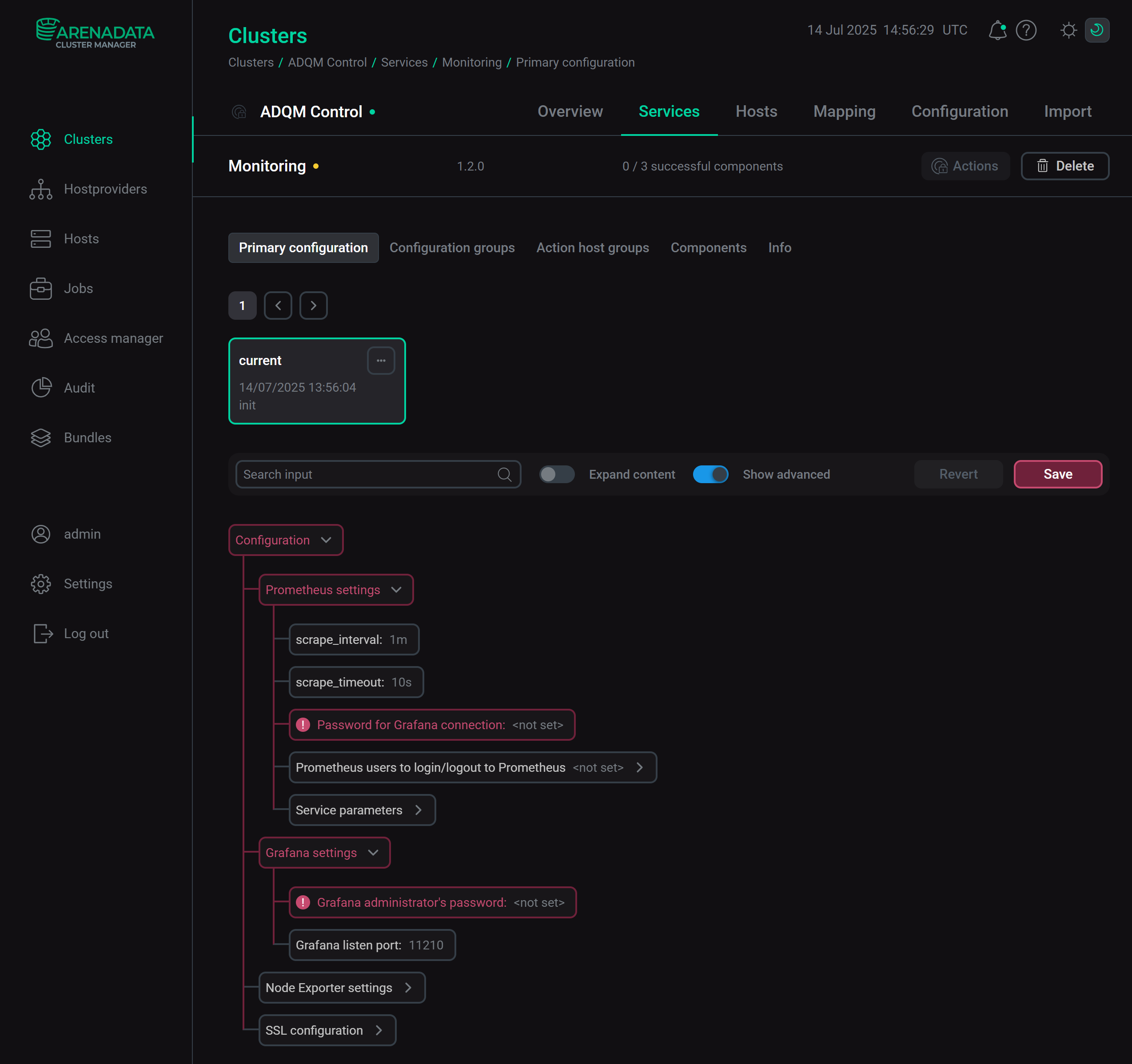 Configure the Monitoring service