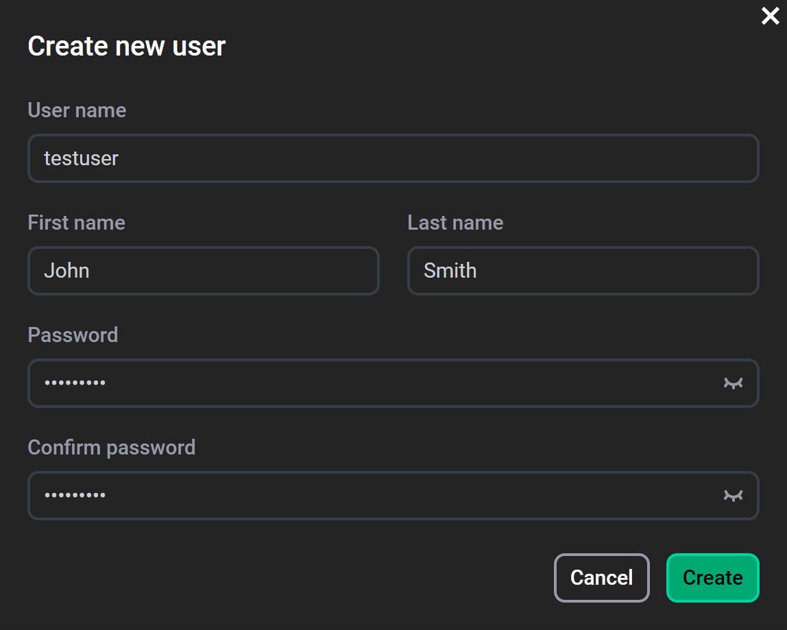 Enter user data