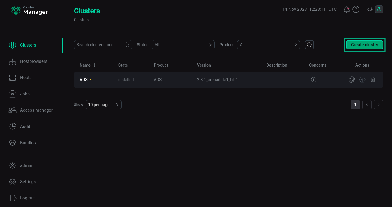 Switch to cluster creation