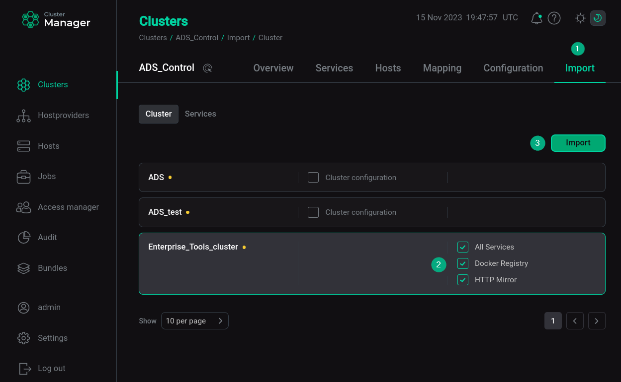 Integration with a ET cluster
