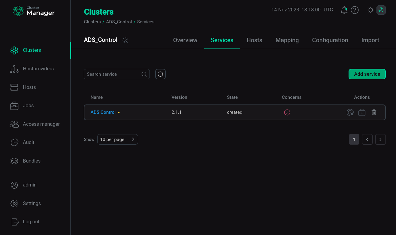 Switch to configuring a service