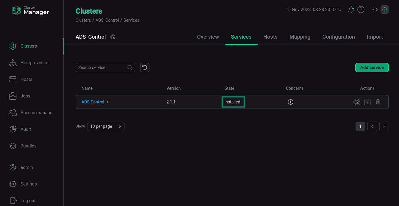 The state of cluster services after successful installation