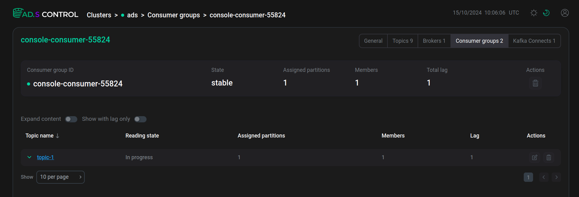 Consumer group page