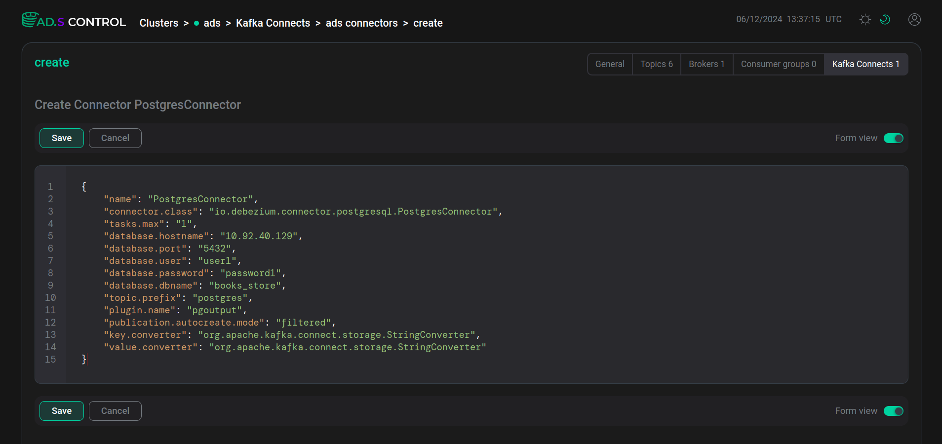 Connector configuration JSON file