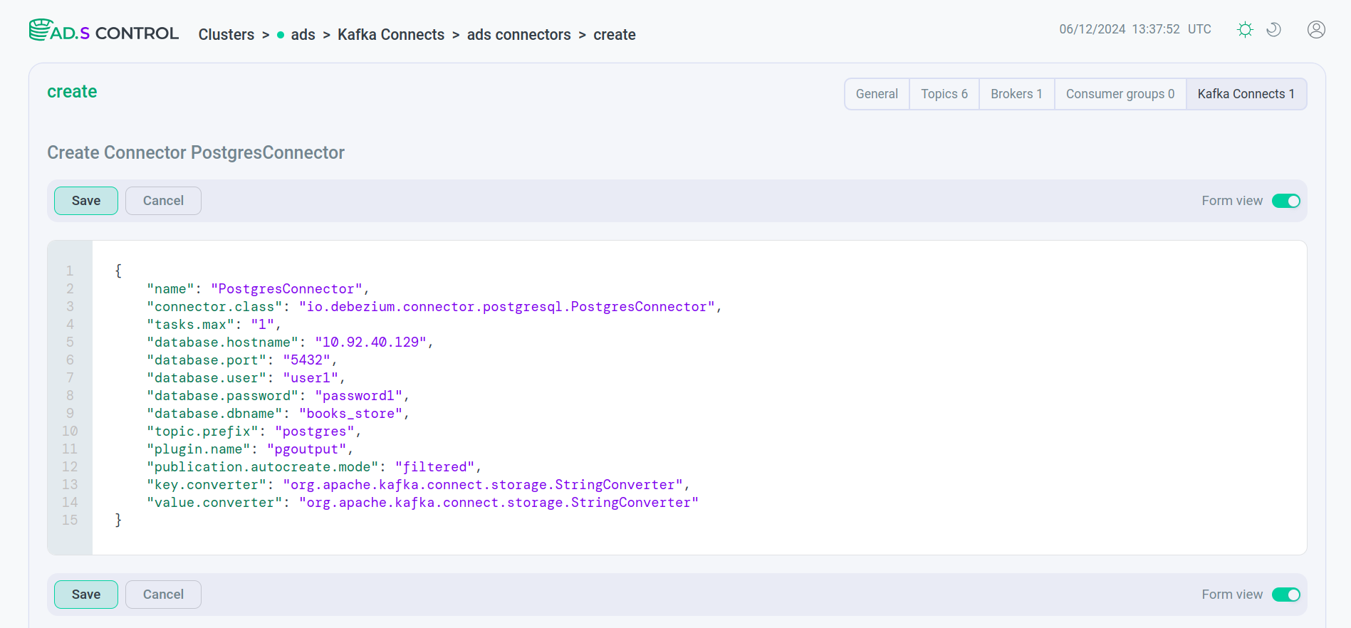 Connector configuration JSON file