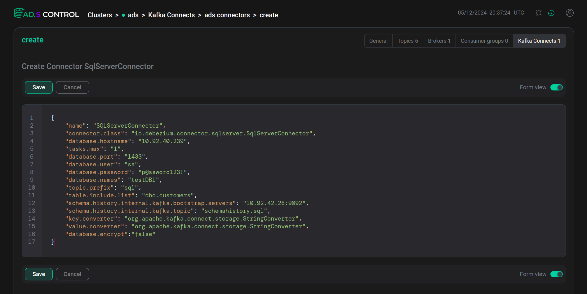 Connector configuration JSON file