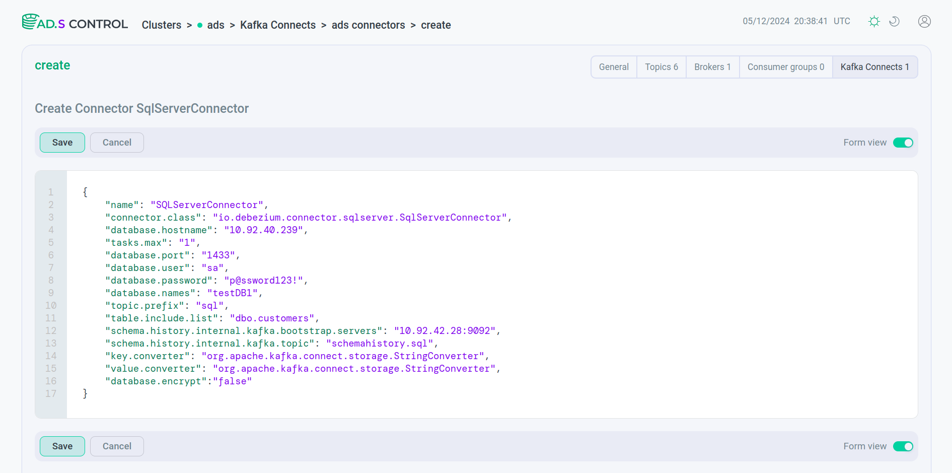 Connector configuration JSON file
