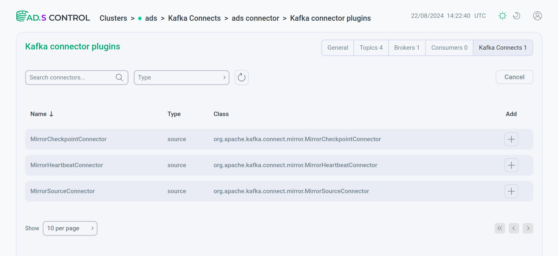 Connector plugin selection window