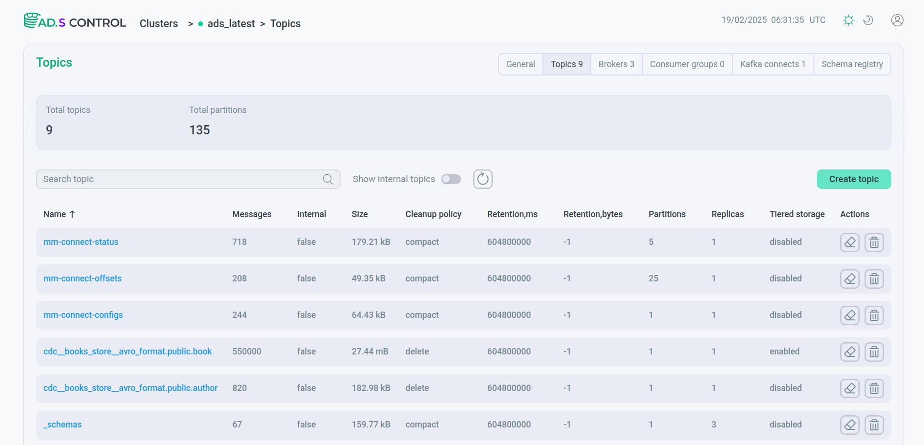 Topics page