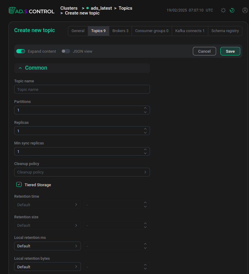Topic creation page