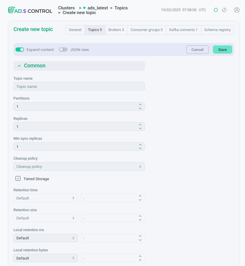 Topic creation page