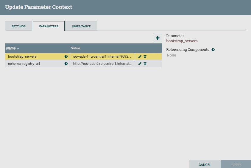 Parameters created by ADCM