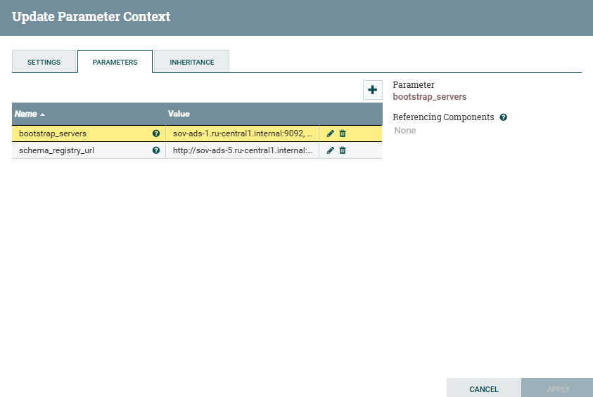 Parameters created by ADCM