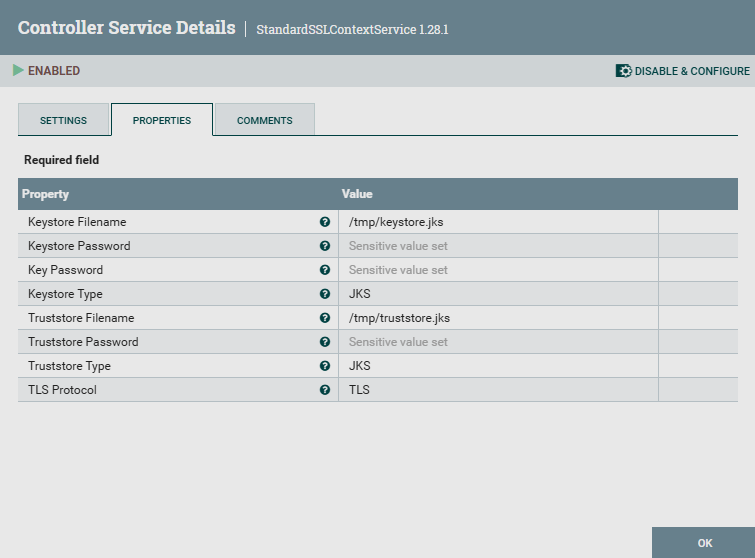 StandardSSLContextService controller service parameters