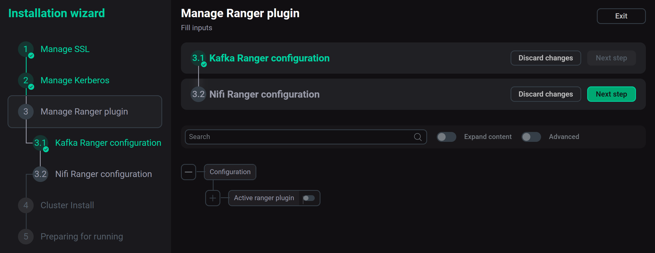 The Nifi Ranger configuration step