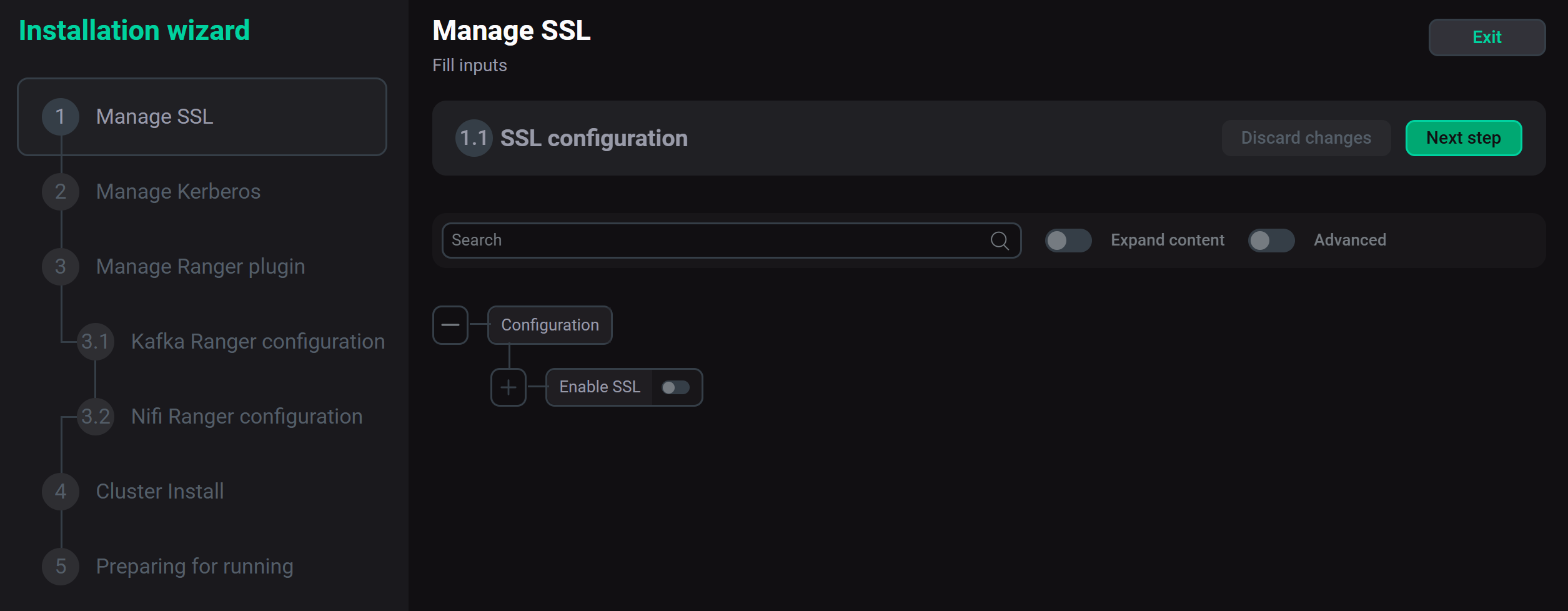 The Manage SSL step