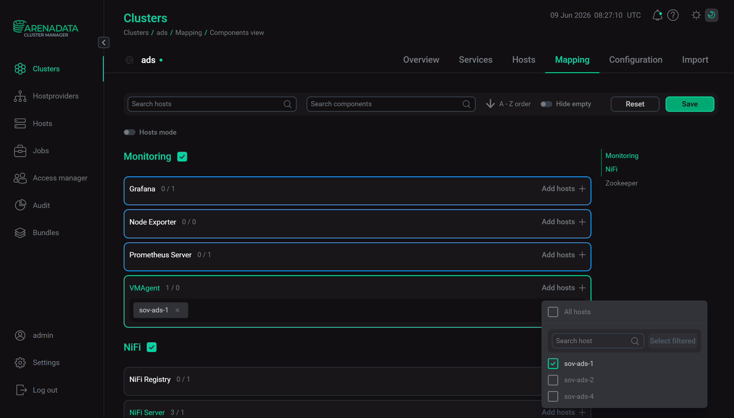 Select a host for a component