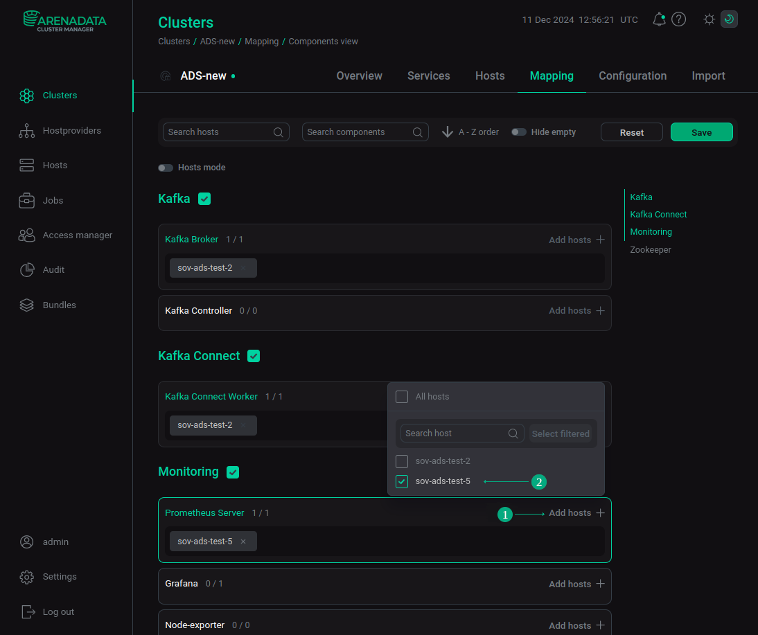 Select a host for a component