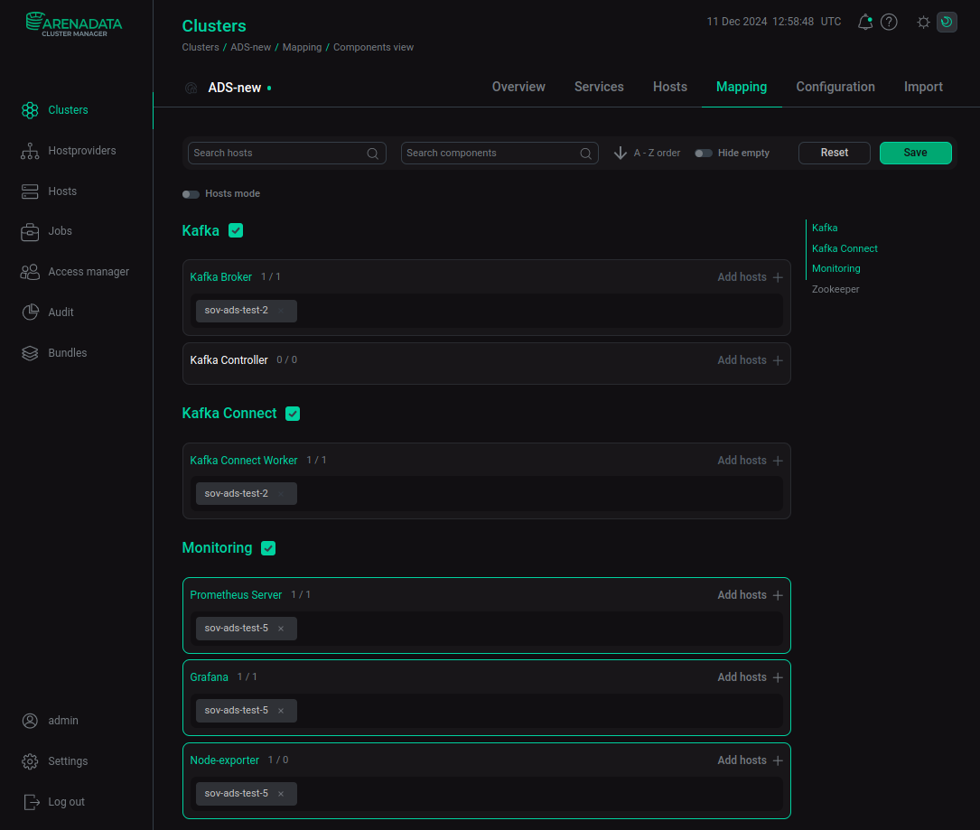 Save mapping of components