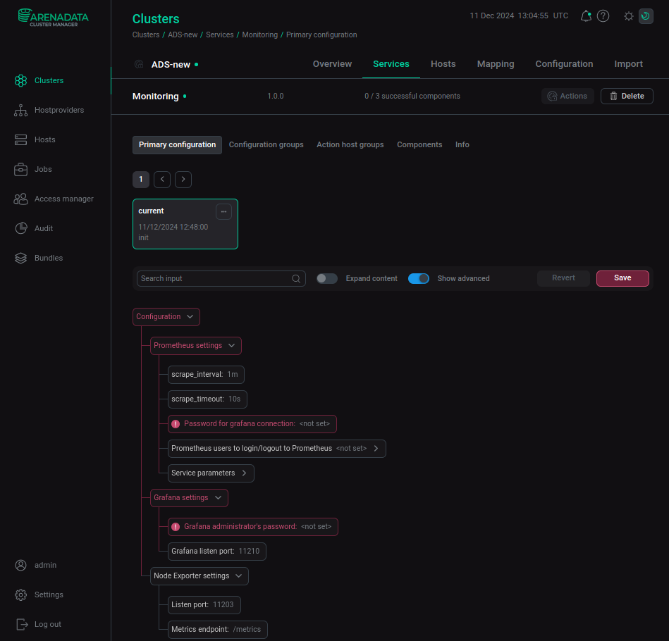 Configure the Monitoring service