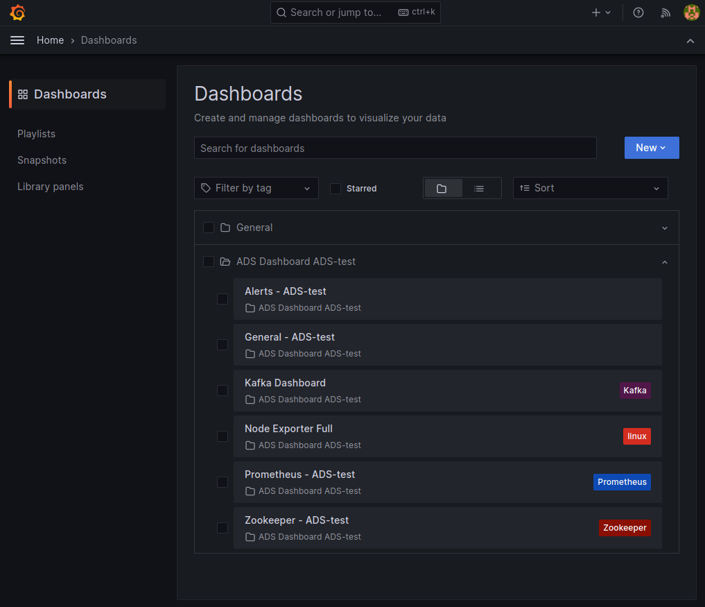 View ADS metrics in Grafana