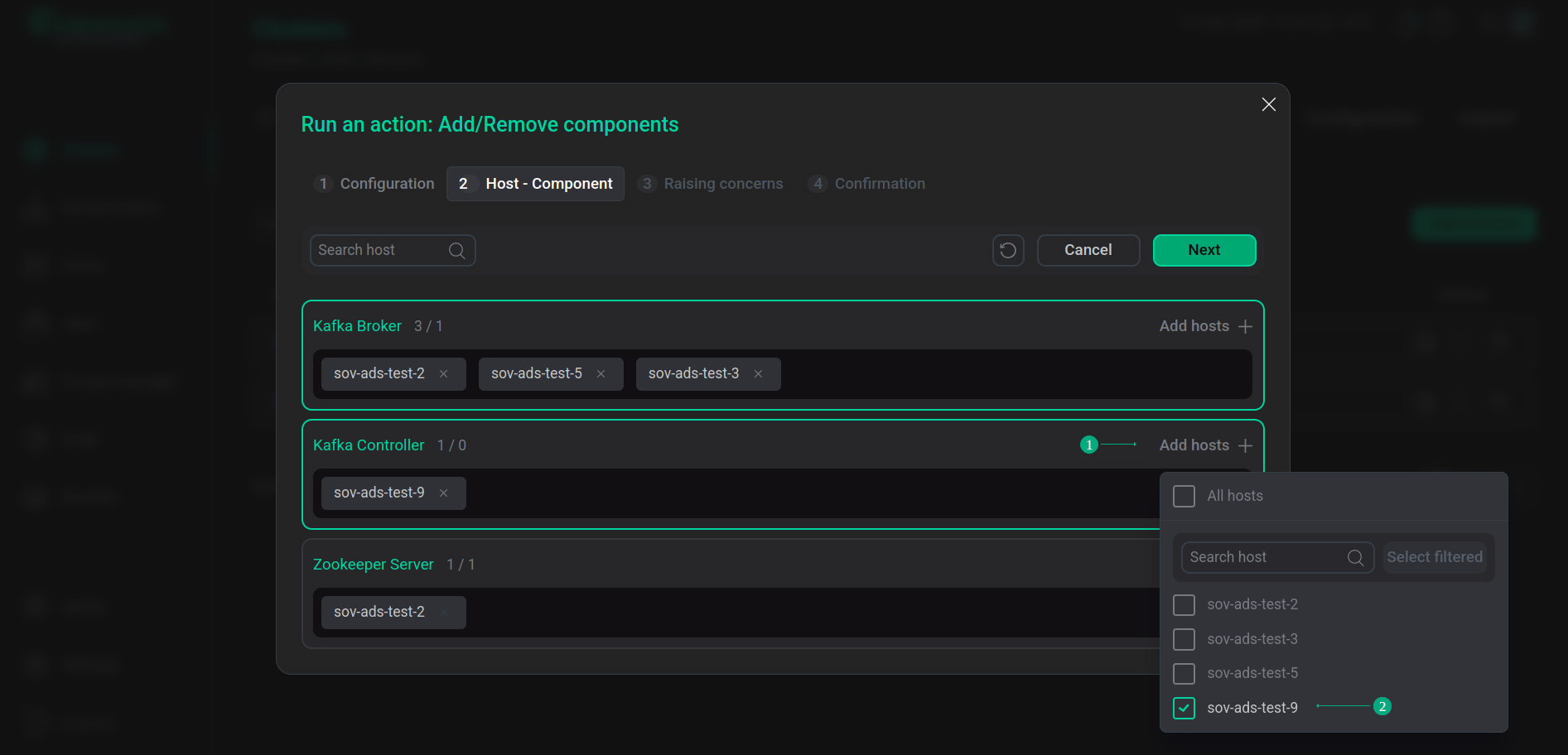 Selecting hosts for the Kafka Controller component