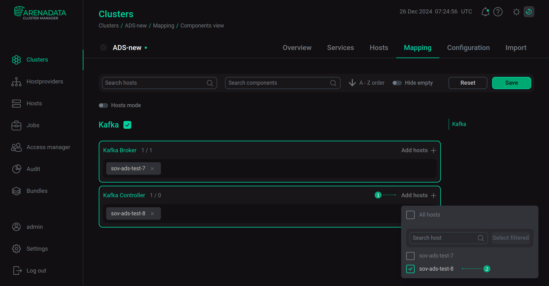 Select a host for a component