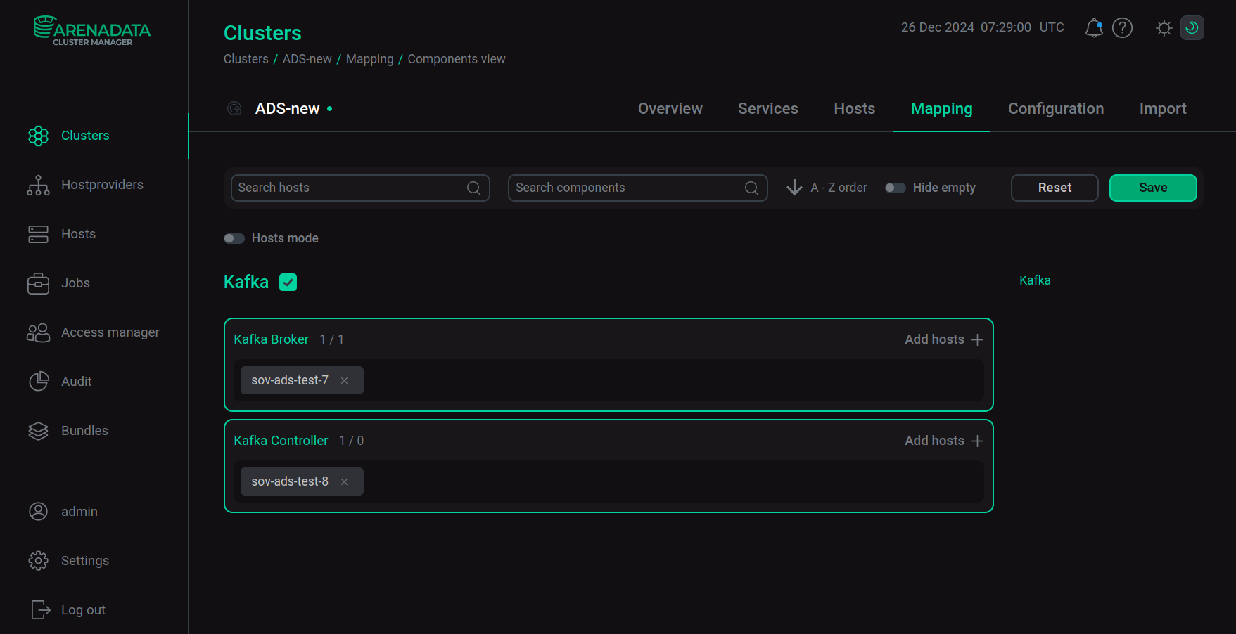 Save mapping of components