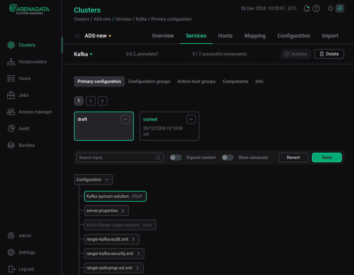 Configure the Kafka service