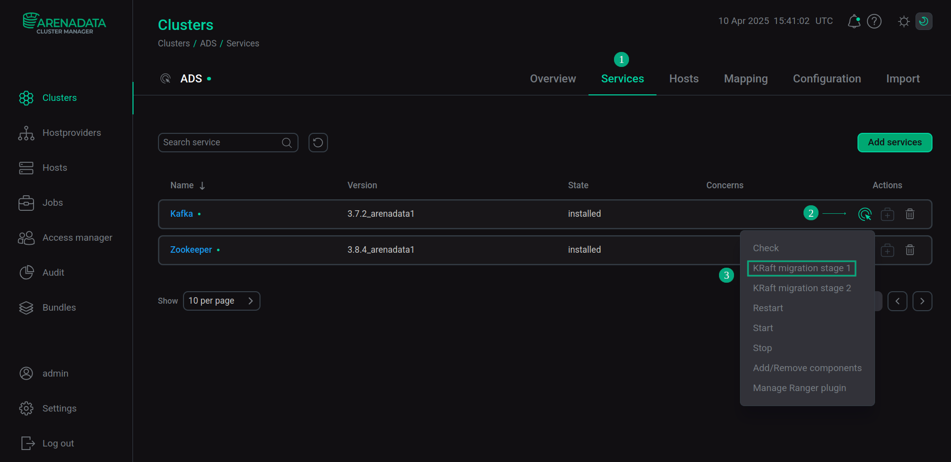 Starting migration mode in Kafka