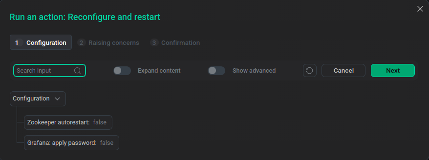Configuring restart parameters