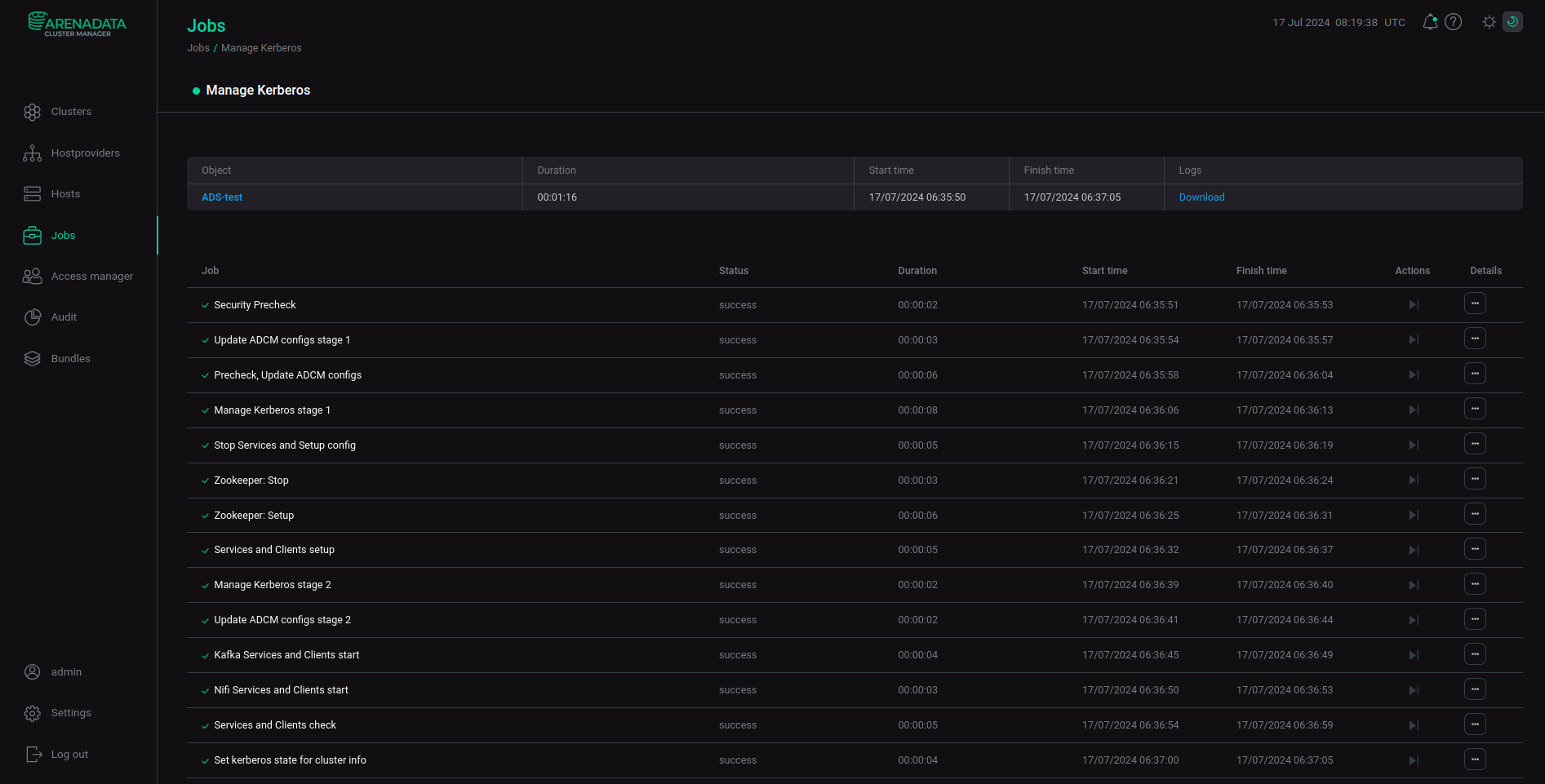 Kerberos startup process