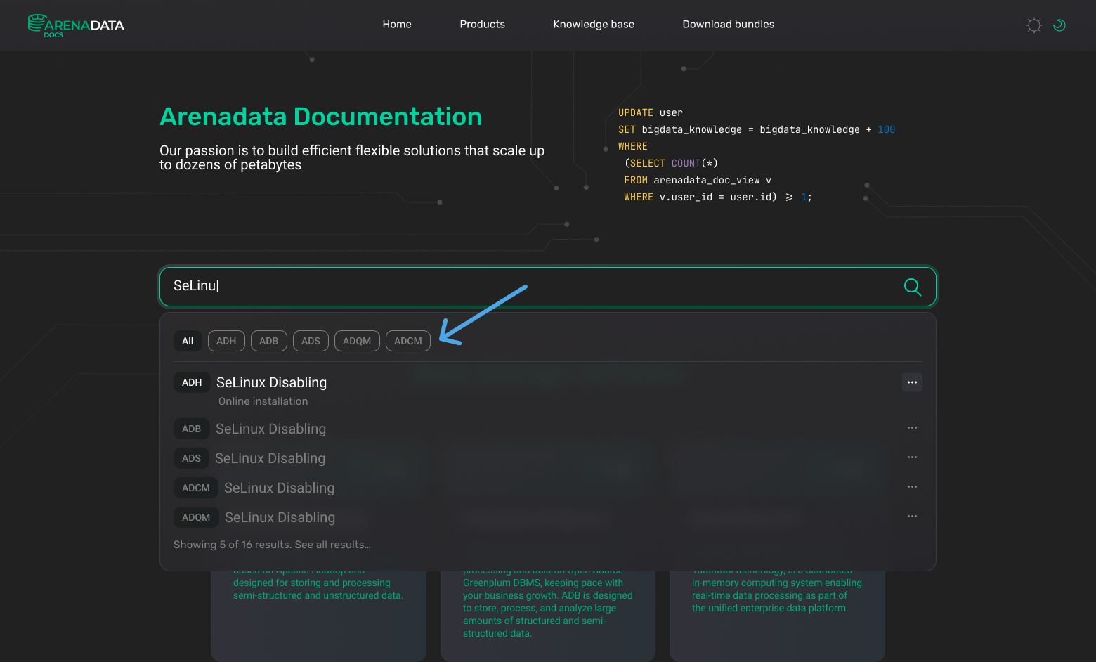 Usage of tags for internal search