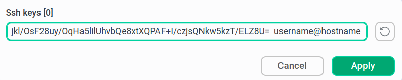 SSH key with username