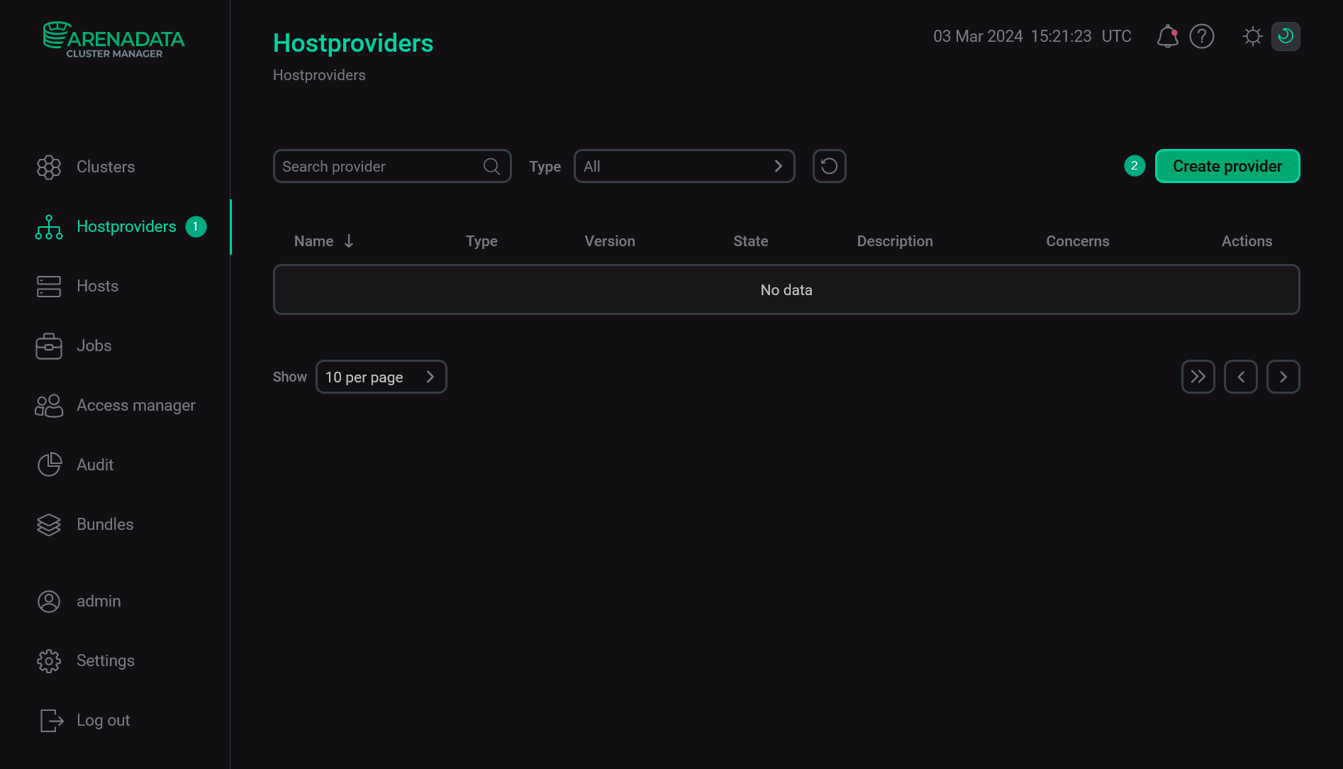 Create a new hostprovider