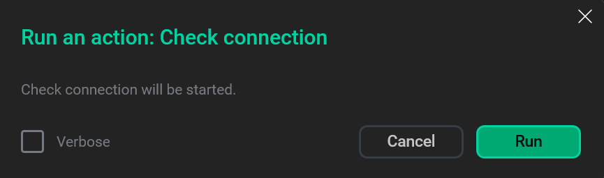 Standard window to confirm all actions