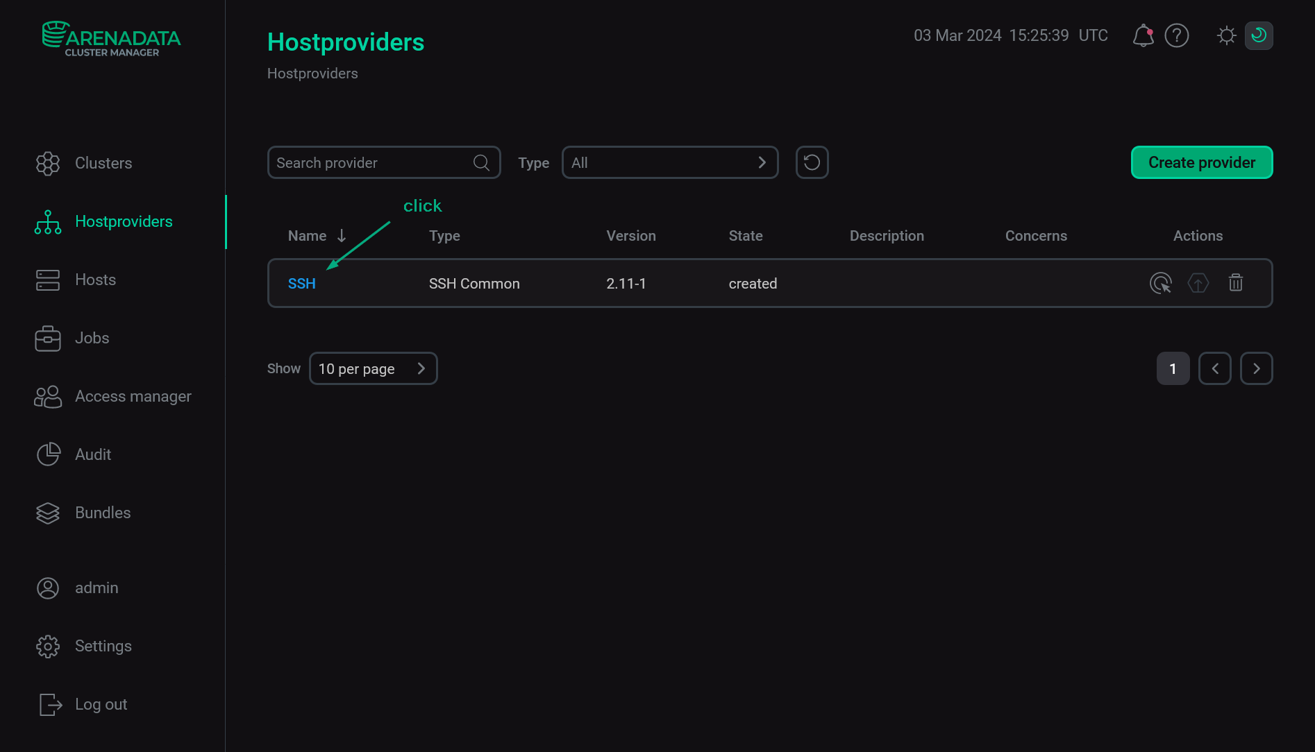 Go to configuring a hostprovider
